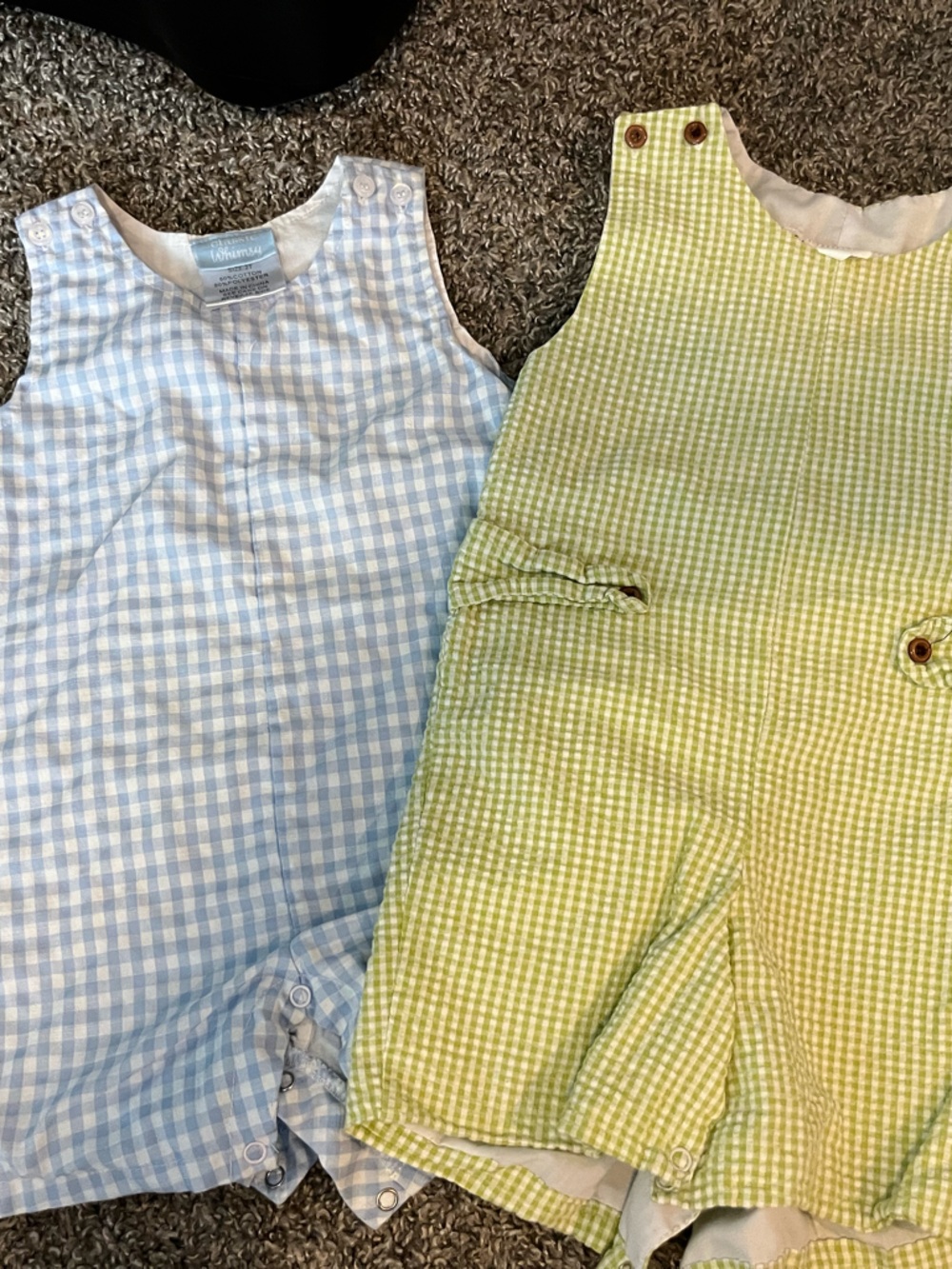 Green & blue Jon Jon 2t classic whimsy gingham seersucker sweet honey